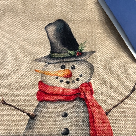New Snowman cotton Canvas Wristlet with Leather Strap - Picture 2 of 5
